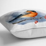 - Rh-K10341-Gorsel3 - Realhomes Suluboya Çizimli Şakrak Kuşu Özel Tasarım Dijital Baskılı Modern Yastık Kırlent Kılıfı Realhomes