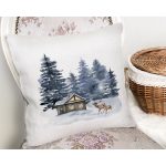 Kış Temalı Suluboya Özel Tasarım Dijital Baskılı Dekoratif Yastık Kırlent Kılıfı Realhomes