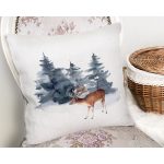 Suluboya Çizimli Geyik Tasarımlı Dijital Baskılı Modern Yastık Kırlent Kılıfı Realhomes