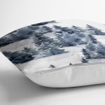 Suluboya Çizimli Kış Temalı Çam Ağaçları Dijital Baskılı Dekoratif Yastık Kırlent Kılıfı Realhomes