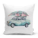 - Rh-K10354-Gorsel1 - Realhomes  Christmas Temalı Araba Tasarımlı Dijital Baskılı Dekoratif Yastık Kırlent Kılıfı Realhomes