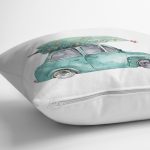 Christmas Temalı Araba Tasarımlı Dijital Baskılı Modern Yastık Kırlent Kılıfı Realhomes