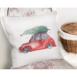 Christmas Temalı Araba Tasarımlı Dijital Baskılı Dekoratif Yastık Kırlent Kılıfı Realhomes