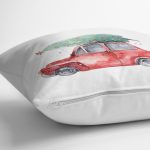 Christmas Temalı Araba Tasarımlı Dijital Baskılı Dekoratif Yastık Kırlent Kılıfı Realhomes