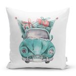 - Rh-K10357-Gorsel1 - Realhomes  Christmas Temalı Araba Tasarımlı Dijital Baskılı Modern Yastık Kırlent Kılıfı Realhomes