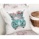 - Rh-K10357-Gorsel2 - Realhomes  Christmas Temalı Araba Tasarımlı Dijital Baskılı Modern Yastık Kırlent Kılıfı Realhomes