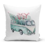 - Rh-K10358-Gorsel1 - Realhomes Christmas Temalı Araba Tasarımlı Dijital Baskılı Dekoratif Yastık Kırlent Kılıfı Realhomes