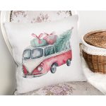 Christmas Temalı Araba Tasarımlı Dijital Baskılı Modern Yastık Kırlent Kılıfı Realhomes