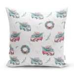 Christmas Temalı Araba Tasarımlı Dijital Baskılı Dekoratif Yastık Kırlent Kılıfı Realhomes