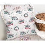 Christmas Temalı Araba Tasarımlı Dijital Baskılı Dekoratif Yastık Kırlent Kılıfı Realhomes