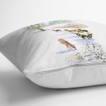 - Rh-K10368-Gorsel3 - Realhomes Kış Temalı Geyik Çizimli Dijital Baskılı Dekoratif Yastık Kırlent Kılıfı Realhomes