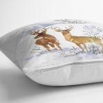 Kış Temalı Geyik Motifli Dijital Baskılı Modern Yastık Kırlent Kılıfı Realhomes