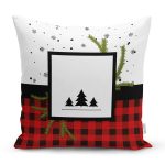 Siyah Beyaz & Ekose Motifli Dijital Baskılı Modern Yastık Kırlent Kılıfı Realhomes