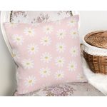 Pembe Zemin Papatya Tasarımlı Dijital Baskılı Dekoratif Yastık Kırlent Kılıfı Realhomes