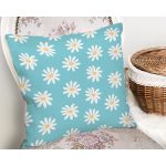 Mavi Zemin Papatya Çizimli Dijital Baskılı Modern Yastık Kırlent Kılıfı Realhomes