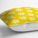 Sarı Zemin Papatya Desenli Dijital Baskılı Dekoratif Yastık Kırlent Kılıfı Realhomes