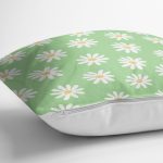 - Rh-K10379-Gorsel3 - Realhomes  Yeşil Zemin Papatya Özel Tasarımlı Dijital Baskılı Modern Yastık Kırlent Kılıfı Realhomes