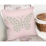 - Rh-K10380-Gorsel2 - Realhomes Pembe Zemin Papatyadan Kelebek Tasarımlı Dijital Baskılı Dekoratif Yastık Kırlent Kılıfı Realhomes