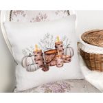 Özel Tasarım Kabak & Mum Temalı Dijital Baskılı Dekoratif Yastık Kırlent Kılıfı Realhomes