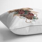 Kurdaleli Kozalak Motifli Dijital Baskılı Dekoratif Yastık Kırlent Kılıfı Realhomes