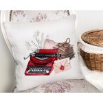 - Rh-K10398-Gorsel2 - Realhomes  Antika Daktilo Motifli Dijital Baskılı Dekoratif Yastık Kırlent Kılıfı Realhomes