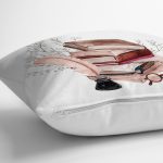 Retro Defter & Tüylü Kalem Tasarımlı Dijital Baskılı Modern Yastık Kırlent Kılıfı Realhomes