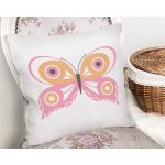 Pembe Kelebek Tasarımlı Dijital Baskılı Dekoratif Yastık Kırlent Kılıfı Realhomes