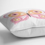 Pembe Kelebek Tasarımlı Dijital Baskılı Dekoratif Yastık Kırlent Kılıfı Realhomes