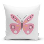 - Rh-K10401-Gorsel1 - Realhomes  Pembe Kelebek Tasarımlı Dijital Baskılı Modern Yastık Kırlent Kılıfı Realhomes