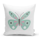 - Rh-K10402-Gorsel1 - Realhomes Mint Yeşili Kelebek Tasarımlı Dijital Baskılı Dekoratif Yastık Kırlent Kılıfı Realhomes