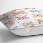 Renkli Kelebek Tasarımlı Dijital Baskılı Modern Yastık Kırlent Kılıfı Realhomes
