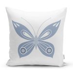 Mavi Kelebek Motifli Dijital Baskılı Dekoratif Yastık Kırlent Kılıfı Realhomes