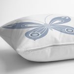 Mavi Kelebek Motifli Dijital Baskılı Dekoratif Yastık Kırlent Kılıfı Realhomes