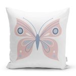 - Rh-K10407-Gorsel1 - Realhomes Pembe Kelebek Tasarımlı Dijital Baskılı Modern Yastık Kırlent Kılıfı Realhomes