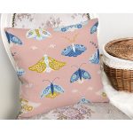 Pembe Zemin Renkli Kelebekler Özel Tasarım Dijital Baskılı Modern Yastık Kırlent Kılıfı Realhomes