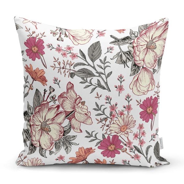 Papatya & Gül Tasarımlı Dijital Baskılı Dekoratif Yastık Kırlent Kılıfı Realhomes