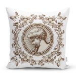 Çiçek Çerçeveli Portre Desenli Dijital Baskılı Dekoratif Yastık Kırlent Kılıfı Realhomes