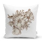 - Rh-K10417-Gorsel1 - Realhomes  Karakalem Çiçek Desenli Dijital Baskılı Modern Yastık Kırlent Kılıfı Realhomes