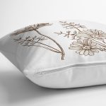 Karakalem Çiçek Desenli Dijital Baskılı Dekoratif Yastık Kırlent Kılıfı Realhomes