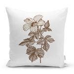 - Rh-K10419-Gorsel1 - Realhomes  Karakalem Çiçek Desenli Dijital Baskılı Modern Yastık Kırlent Kılıfı Realhomes