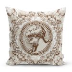 Karakalem Çiçek & Portre Desenli Dijital Baskılı Dekoratif Yastık Kırlent Kılıfı Realhomes