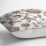 Karakalem Çiçek Desenli Dijital Baskılı Modern Yastık Kırlent Kılıfı Realhomes
