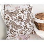 Karakalem Çiçek & Kelebek Desenli Dijital Baskılı Dekoratif Yastık Kırlent Kılıfı Realhomes