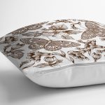 Karakalem Çiçek & Kelebek Desenli Dijital Baskılı Dekoratif Yastık Kırlent Kılıfı Realhomes