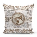 Karakalem Çiçek & Yazı & Portre Desenli Dijital Baskılı Modern Yastık Kırlent Kılıfı Realhomes