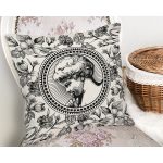 Karakalem Çiçek & Portre Desenli Dijital Baskılı Dekoratif Yastık Kırlent Kılıfı Realhomes