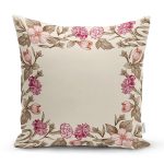 - Rh-K10427-Gorsel1 - Realhomes Rengarenk Çiçek Çerçeveli Dijital Baskılı Modern Yastık Kırlent Kılıfı Realhomes