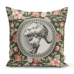 Renkli Gül & Portre Motifli Dijital Baskılı Dekoratif Yastık Kırlent Kılıfı Realhomes