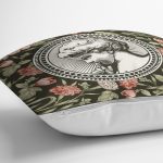 Renkli Gül & Portre Motifli Dijital Baskılı Dekoratif Yastık Kırlent Kılıfı Realhomes