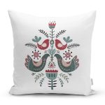 Kuş & Çiçek Motifli Dijital Baskılı Modern Yastık Kırlent Kılıfı Realhomes